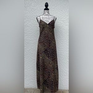 AllSaints Tiana Halftone Slip Dress Maxi Sleeveless Animal Print Size 6